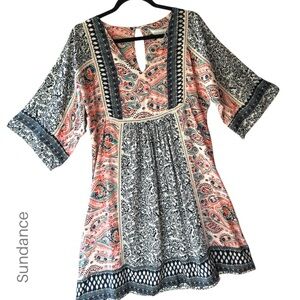 SUNDANCE | NWOT | SHORT & SWEET BOHO LACE PAISLEY DRESS PINK & BLUE | SMALL